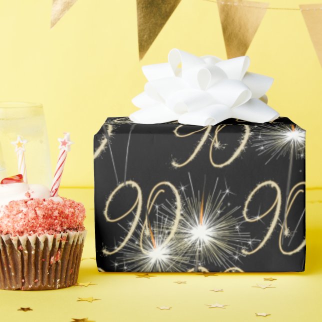Guldgnistrar för 90-årsdag presentpapper (Födelsedagsfest)