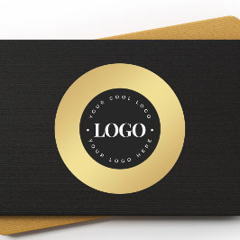 Guldgradient Lägg till din anpassade logotyp här F Runt Klistermärke