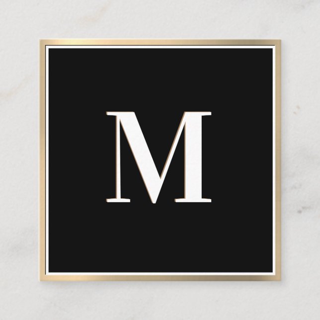 Guldgradientbakgrund | Monogram Fyrkantigt Visitkort (Framsida)