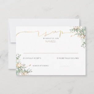 Guldgröna baby shower RSVP-kort Inbjudningar