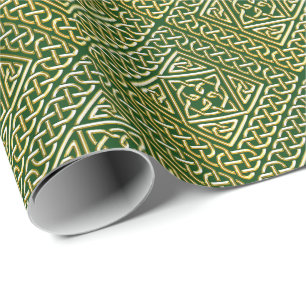Guldgrönt kvadrerar det ShapeCelticKnotwork Presentpapper