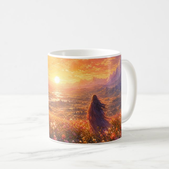 Guldgul dalmugga vid solnedgång kaffemugg (Framsida höger)