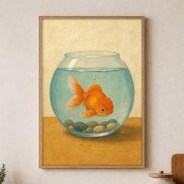 Guldguldvattenfärg Whimsical Konstaffisch Poster