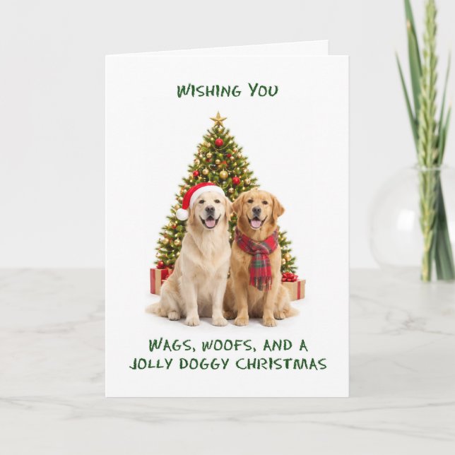 Guldhämtare Hundar Jul Helgkort (Framsida)