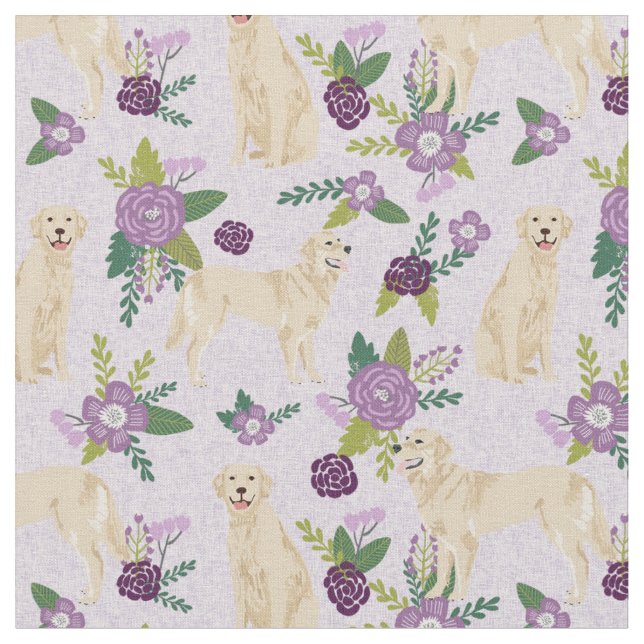guldhämtaren hundar lavender blommigts tyg (Närbild)