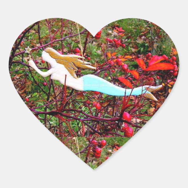 guldhårstrumma, sjöjungfru hjärtformat klistermärke (Framsida)