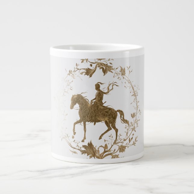 Guldhäst ryttare konst  jumbo mugg (Framsidan)