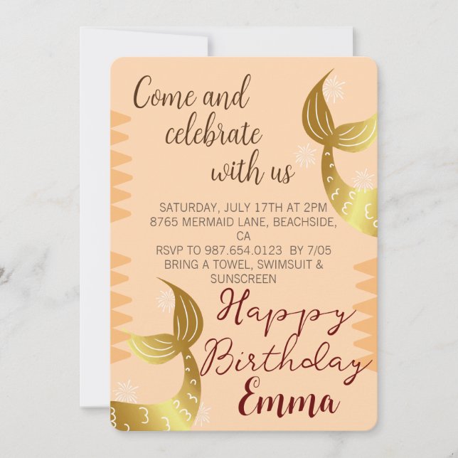 Guldhavsfröken, Festa Med Oss, Under Havet Inbjudningar (Framsida)