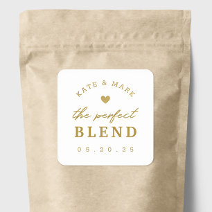 Guldhjärta The Perfect Blend Bröllopspresent Kaffe Fyrkantigt Klistermärke