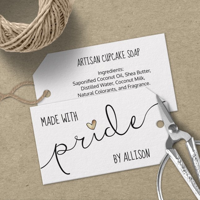 Guldhjärta Tillverkat med stolthet HBTQ-konsthantv Presentetikett (Skapare uppladdad)