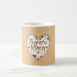Guldhjärtad ballong Super Mamma (mors dag) Kaffemugg