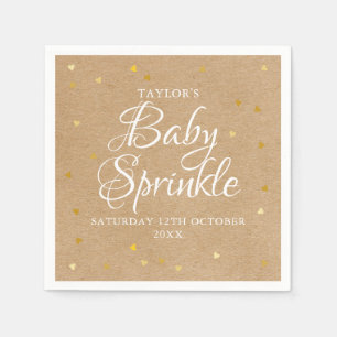Guldhjärtan Konfetti Baby Baby Shower Rustik Pappersservett