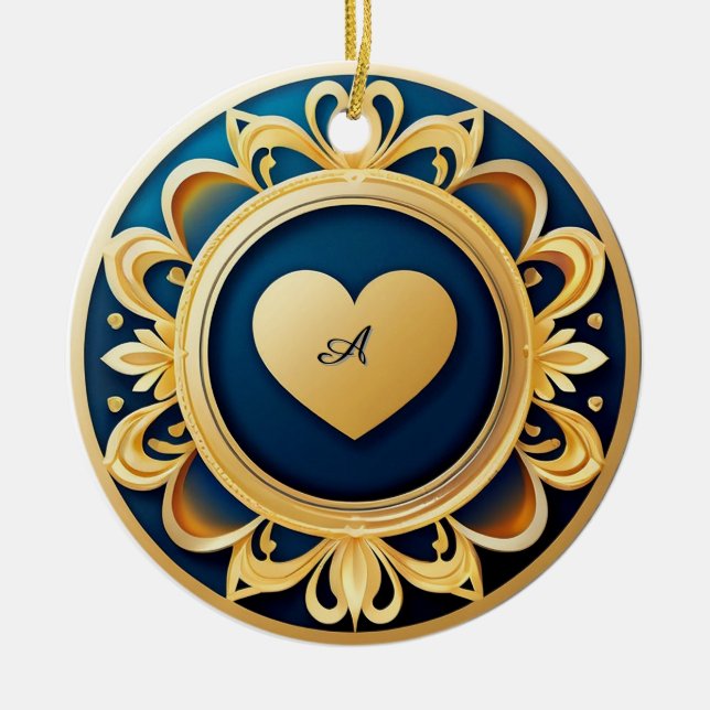 Guldhjärtmedaljong Julgransprydnad Keramik (Framsidan)