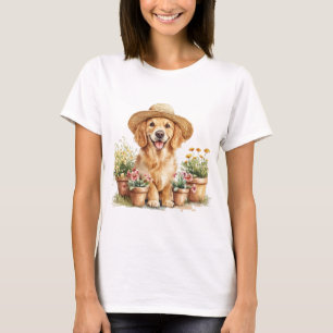 Guldhund Trädgårdsskötsel Blomkrukor T Shirt