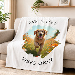 Guldig Retriever Foto Med Positiva Vibrationer Fleecefilt