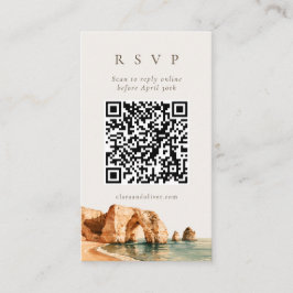 Guldiga Algarve-klippsbåge kust QR-kod RSVP-kort Tilläggskort