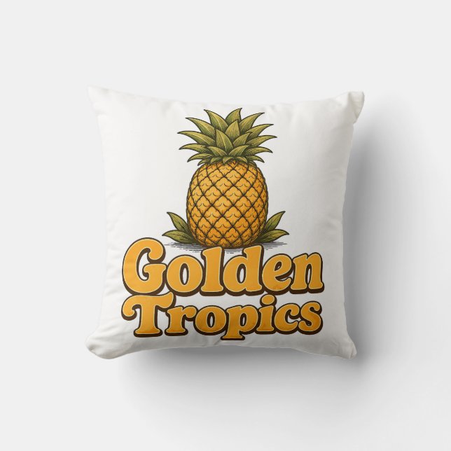 Guldiga Tropiker Retro Pinapple Grafik Kudde (Framsida)
