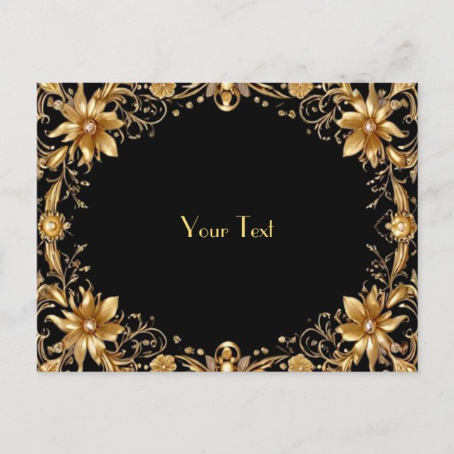 Guldinspirerad Blomsterkort Vykort (Framsida)