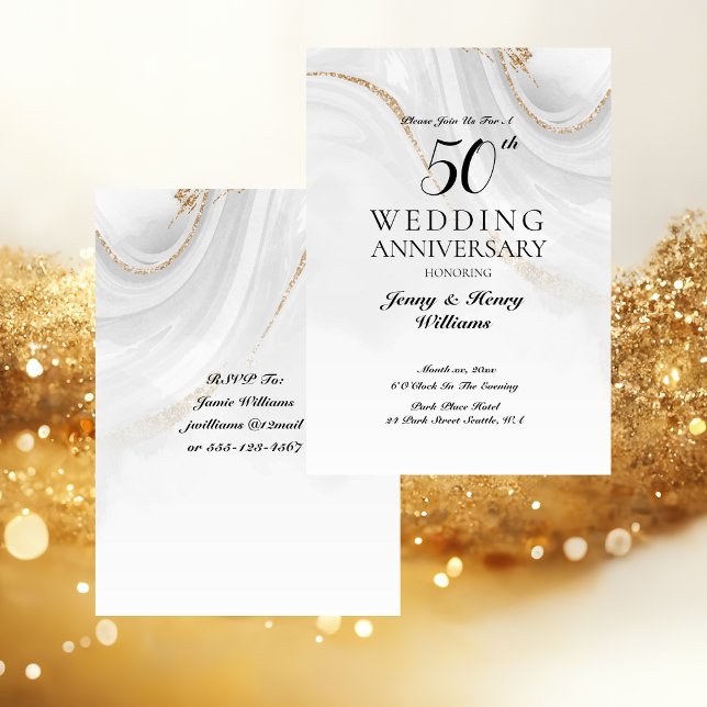 Guldjubileum 50-årsdag för bröllopet inbjudningar (Golden 50th Wedding Anniversary Celebration Invitation)