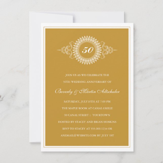 Guldjubileumsmedaljong - Bröllopsinbjudan Inbjudningar (Framsida)