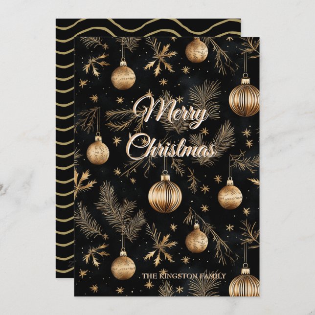 Guldjulsprydnader Gräs Nål Julkort (Fram/baksida)