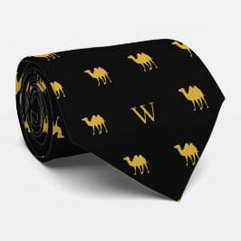 Guldkamel Humpday-monograminitialer Svart Slips