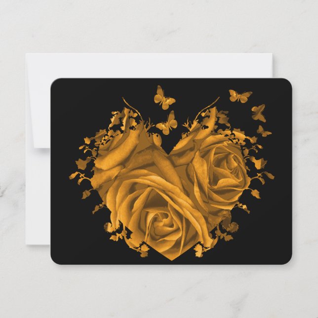 Guldkärleksrosor och fjärilar RSVP OSA Kort (Framsida)