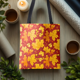 Guldkartor Blad Fall Totebag med Ekollon Tygkasse