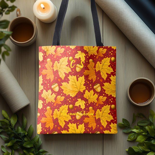 Guldkartor Blad Fall Totebag med Ekollon Tygkasse (Skapare uppladdad)
