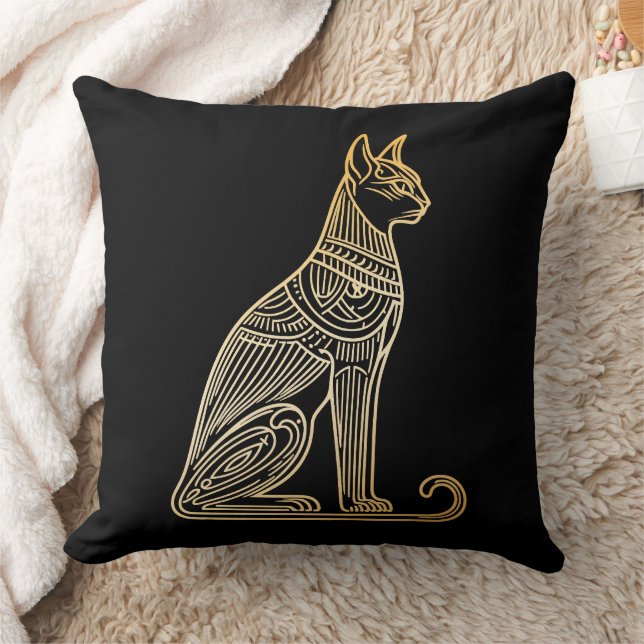Guldkatillustration för kattälskare Lineart-stil Kudde (Filt)