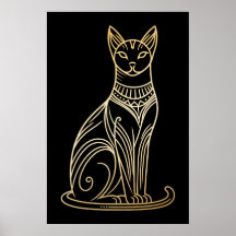 Guldkatillustration för kattälskare Lineart-stil