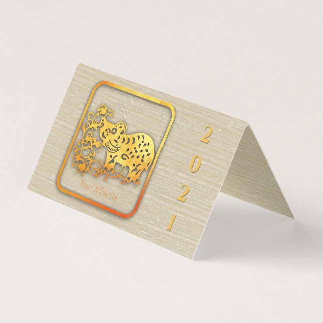 Guldkinesiska, Papper-cut Ox-årspaket FC Kort (Framsida)
