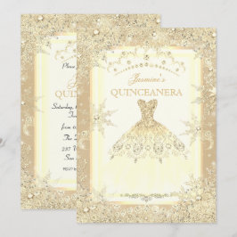 Guldklänning Tiara Vinter Värld Quinceanera Inbjudningar
