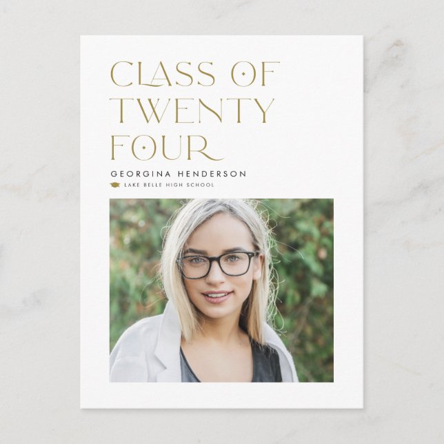 Guldklass 2022 Modern Minimalistisk Examen Vykort (Framsida)