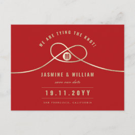 Guldknut Dubbel Lycka Kinesiska Rädda Datumet Meddelande Vykort