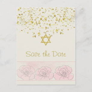 Guldkonfetti Bat Mitzvah Spara datum postkort Meddelande Vykort