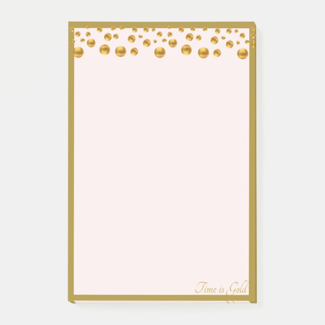 Guldkonfetti och guldram på elfenben post-it block (Framsida)