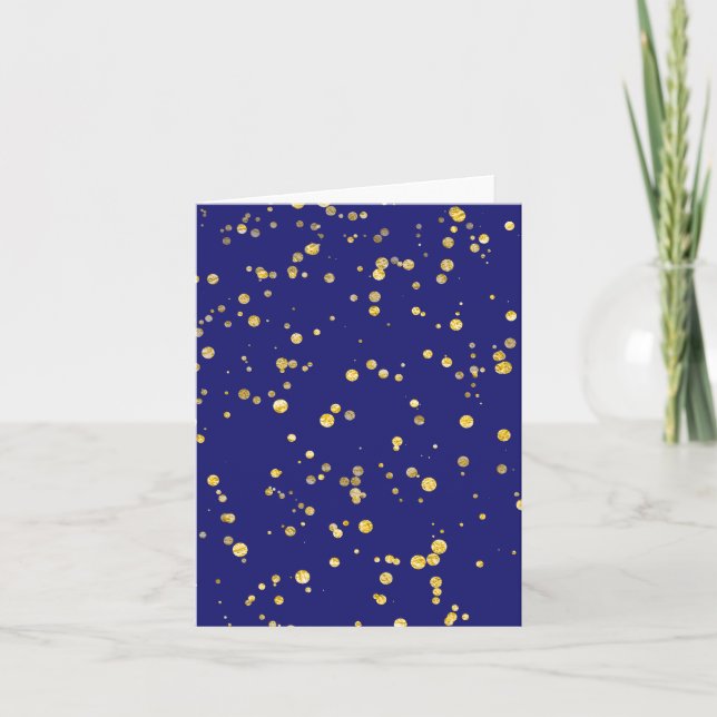 Guldkonfettipunkter Midnight Blue  Tack Kort (Framsida)
