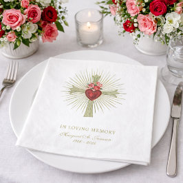 Guldkors Hjärtat Röda Rosor Begravning  Pappersservett