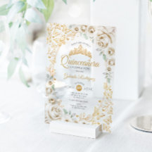 Guldkräm Blommig Quinceanera
