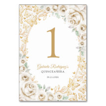 Guldkräm Blommig Quinceanera