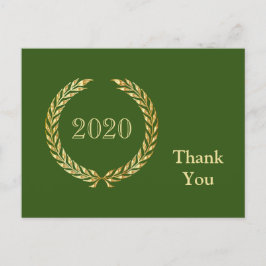 Guldkrans Examens Tack Grön Vykort