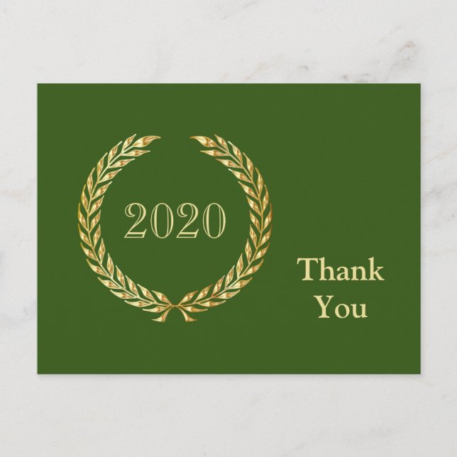 Guldkrans Examens Tack Grön Vykort (Framsida)