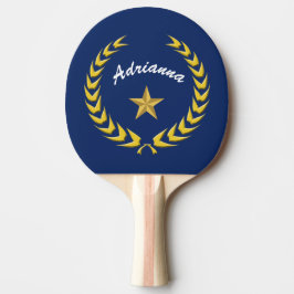 Guldkrans och stjärna anpassas med namn pingisracket