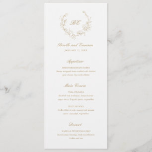 Guldkransmonogram Elegant Bröllop Meny