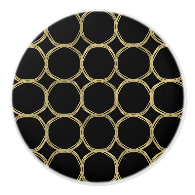 Guldkretsar & Chic Svart Modern Trendig Mod Knopp (Framsidan)