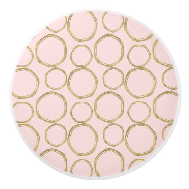 Guldkretsar & Röslig Rosa Modern Trendig Mod Knopp (Framsidan)