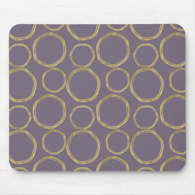 Guldkretsar & Rustik Taupe Lila Modern Trendig Musmatta (Framsidan)