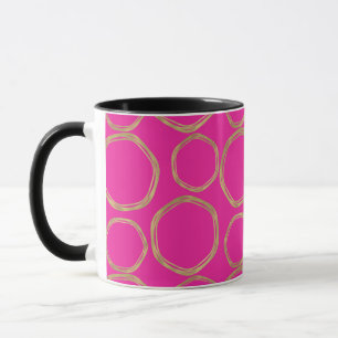 Guldkretsar & varmt rosa ljust rolig modern trendi mugg