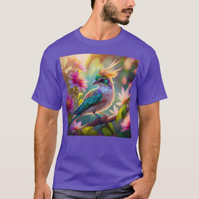 Guldkrönt Grönhuvad Fink Fantasifågel T Shirt (Framsida)